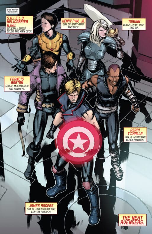 El heredero de Black Panther y su pandilla en Avengers Vol 4 #1, 19 de mayo de 2010