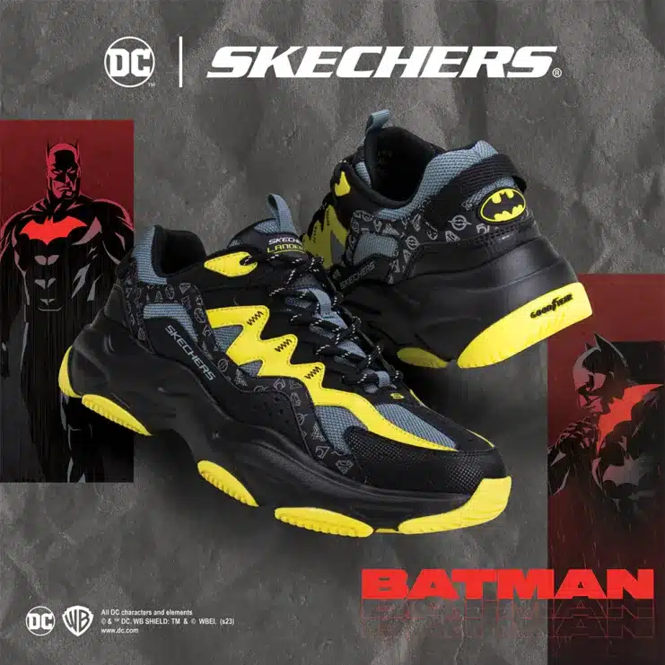 Chaussures de sport DC, designs Batman Superman, édition limitée Justice League, Skechers DC Crossover, baskets super héros