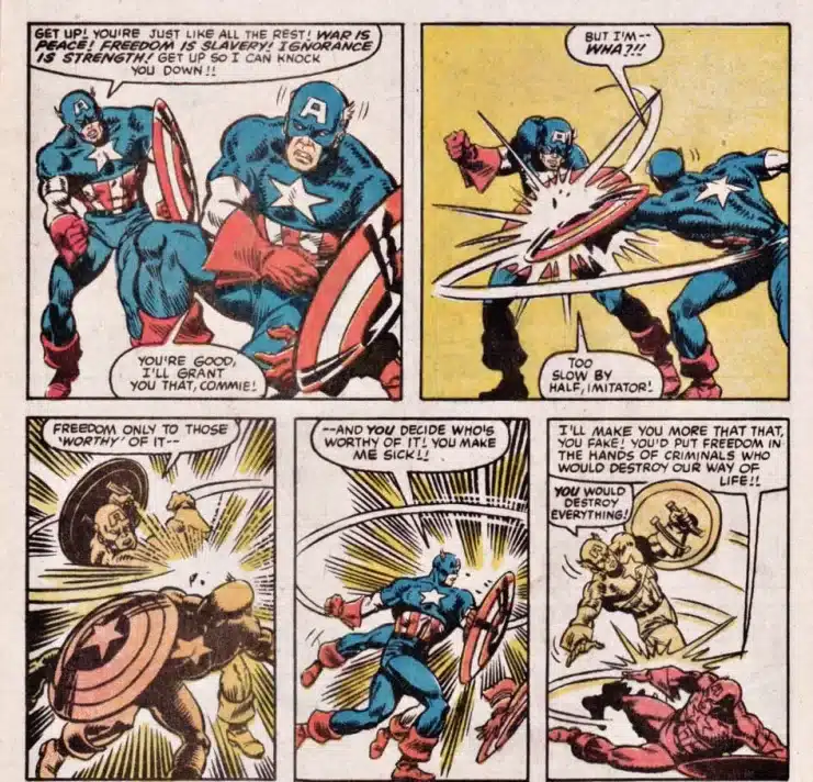 Capitán América: La voz de la libertad en un mundo oscuro 2 Capitán América, discurso heroico, ideales estadounidenses, realidad alternativa, victoria moral