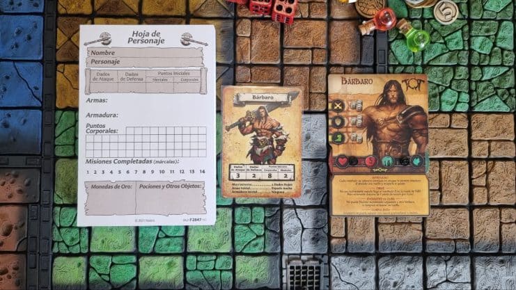 TseuQuest vs Heroquest: cartas y fichas de personaje