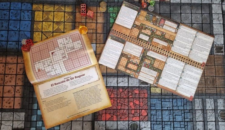 TseuQuest vs Heroquest: caja, tablero, libros y pantalla