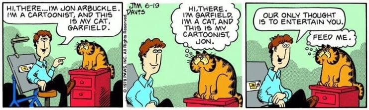 Garfield cultura popular, Garfield odio lunes, Jim Davis cómics, recurring gags Garfield