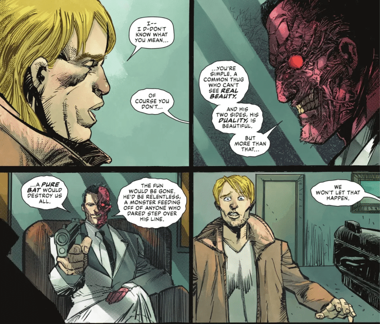 Dos caras tiene 2 razones para no revelar la identidad secreta de Batman