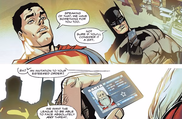 La Liga de la Justicia une oficialmente a su equipo a un personaje navideño 4 Batman Silent Knight Returns, DC Comics Navidad, Justice League Unlimited Santa Claus, Santa Claus Liga de la Justicia, Santa Claus miembro Liga de la Justicia