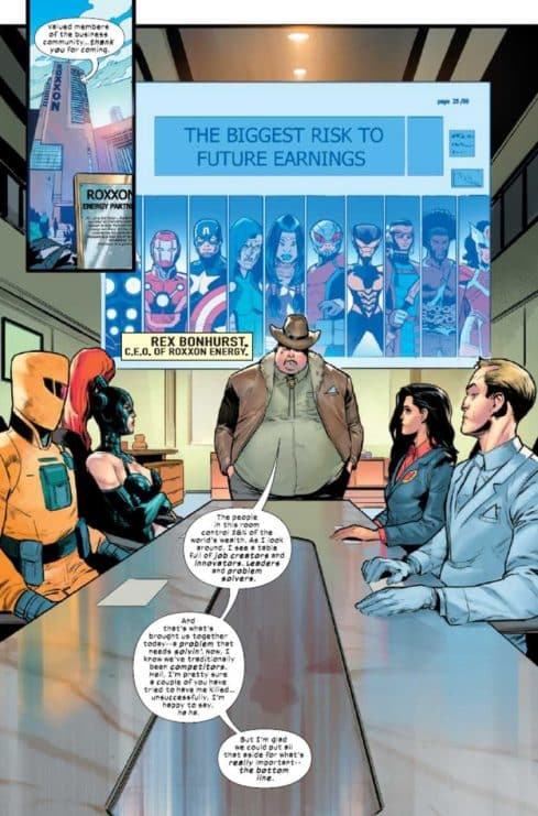 Corporaciones villanas Marvel, Roxxon Energy, The Ultimates #14, Tony Stark Iron Lad