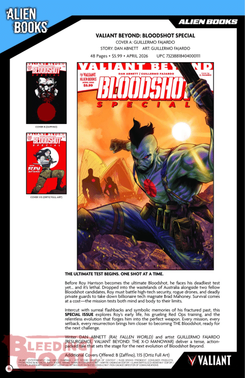 Bloodshot y Harbinger lideran el nuevo golpe de Valiant en abril de 2026