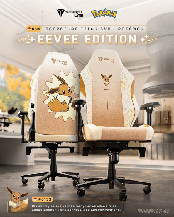Secretlab convierte a Pikachu, Eevee y Gengar en tronos gaming de lujo