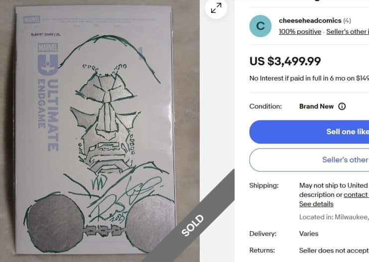 Robert Downey Jr. hizo un par de portadas para Ultimate Endgame, pero alguien ha colado una copia en eBay por casi 3500 € en eBay
